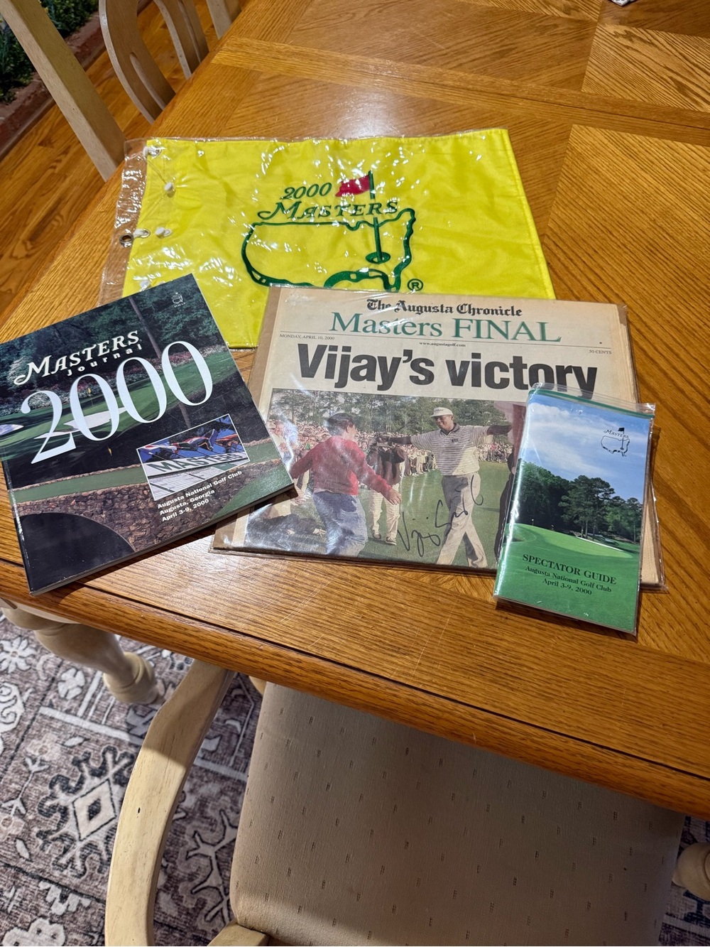 Masters 2000 Memorabilia Lot - Yellow Pin Flag & Newspaper